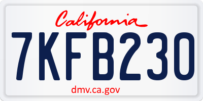 CA license plate 7KFB230