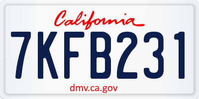 CA license plate 7KFB231