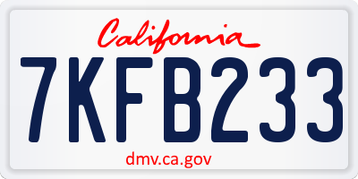 CA license plate 7KFB233