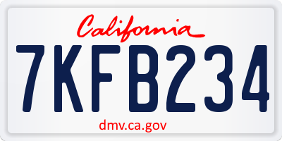 CA license plate 7KFB234