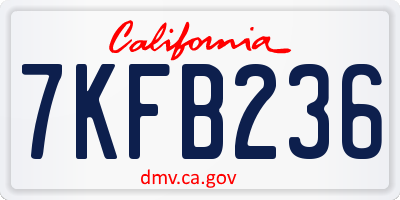 CA license plate 7KFB236