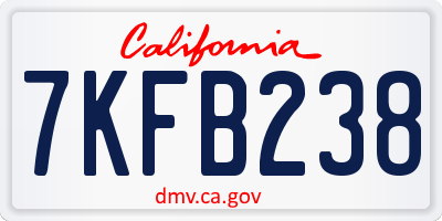 CA license plate 7KFB238