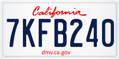 CA license plate 7KFB240