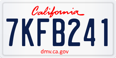 CA license plate 7KFB241