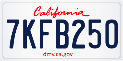 CA license plate 7KFB250