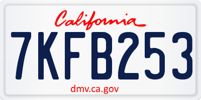 CA license plate 7KFB253