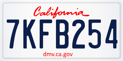 CA license plate 7KFB254