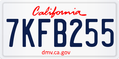 CA license plate 7KFB255