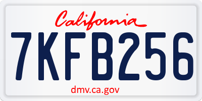 CA license plate 7KFB256