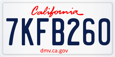 CA license plate 7KFB260