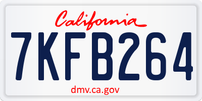 CA license plate 7KFB264
