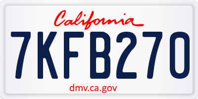 CA license plate 7KFB270