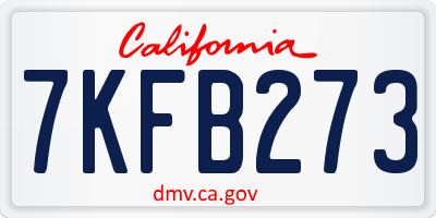 CA license plate 7KFB273