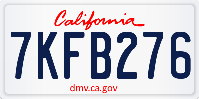 CA license plate 7KFB276