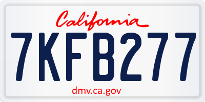 CA license plate 7KFB277
