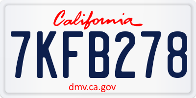 CA license plate 7KFB278