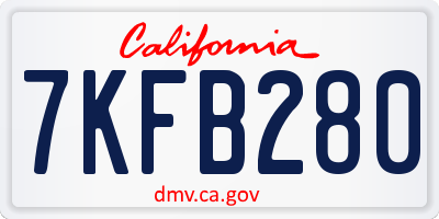 CA license plate 7KFB280