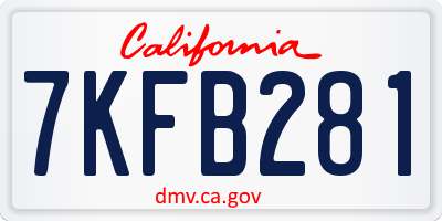 CA license plate 7KFB281