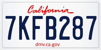 CA license plate 7KFB287