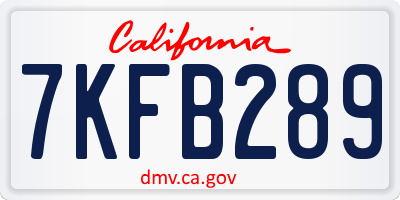 CA license plate 7KFB289