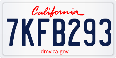 CA license plate 7KFB293