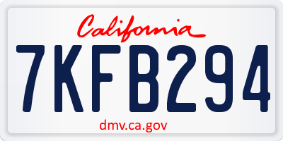 CA license plate 7KFB294