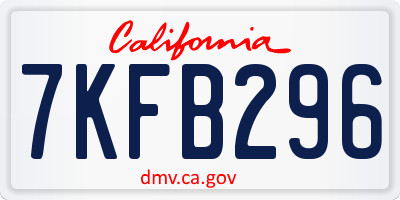 CA license plate 7KFB296