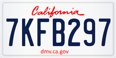 CA license plate 7KFB297
