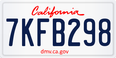 CA license plate 7KFB298