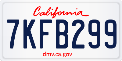 CA license plate 7KFB299