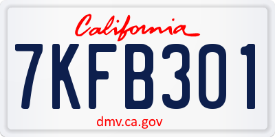 CA license plate 7KFB301