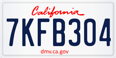 CA license plate 7KFB304