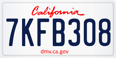 CA license plate 7KFB308