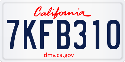 CA license plate 7KFB310