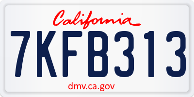 CA license plate 7KFB313