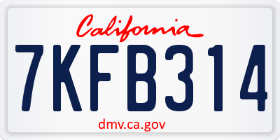 CA license plate 7KFB314