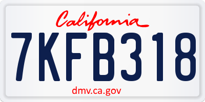 CA license plate 7KFB318