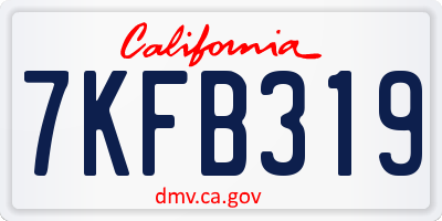 CA license plate 7KFB319