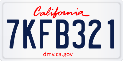 CA license plate 7KFB321