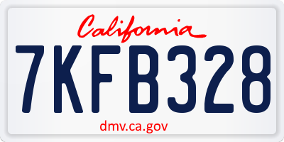 CA license plate 7KFB328
