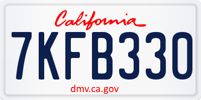 CA license plate 7KFB330