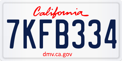CA license plate 7KFB334