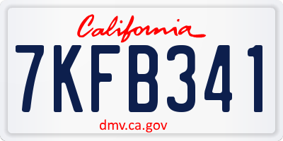 CA license plate 7KFB341