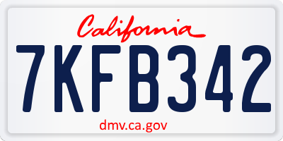 CA license plate 7KFB342