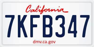 CA license plate 7KFB347