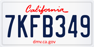 CA license plate 7KFB349