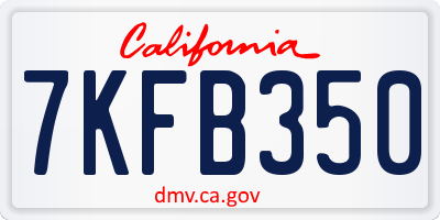 CA license plate 7KFB350
