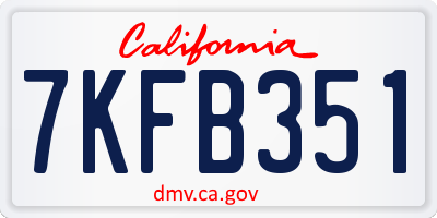 CA license plate 7KFB351
