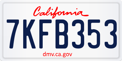 CA license plate 7KFB353