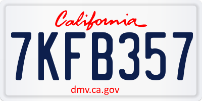 CA license plate 7KFB357